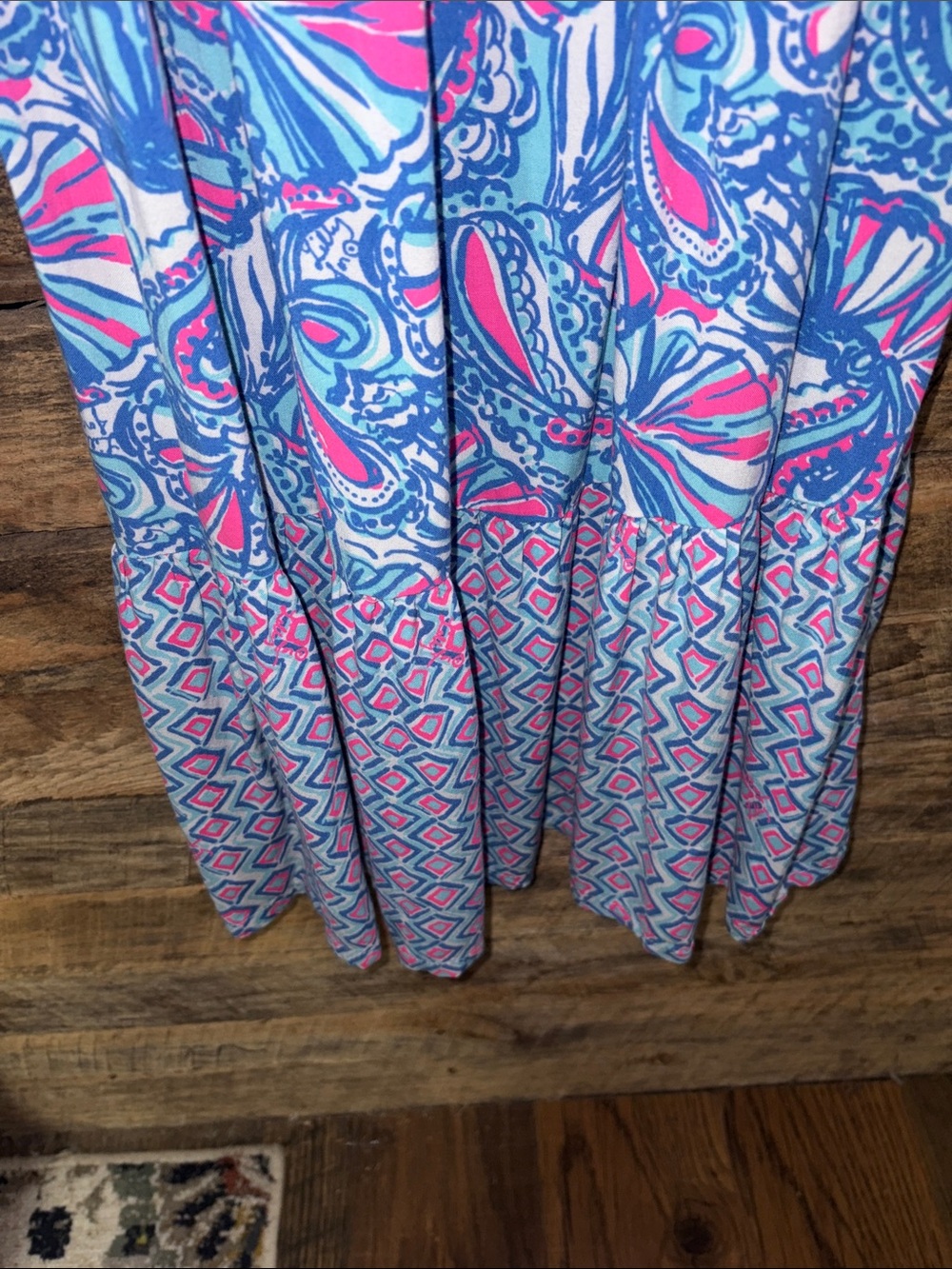 Lilly Pulitzer My Fans Anniversary Collection. Blue & Pink Printed Maxi Dress. - Picture 8 of 8